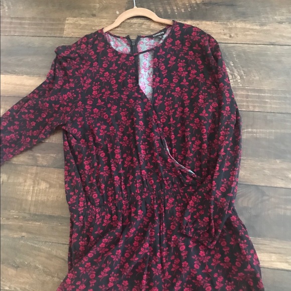 Express Maroon/Black Long Sleeve Romper - Picture 1 of 2